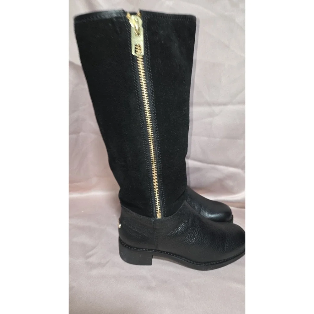 Coach Knee High Boots Black Bailey Safari Leather Suede Zip Boot Size 5.5B